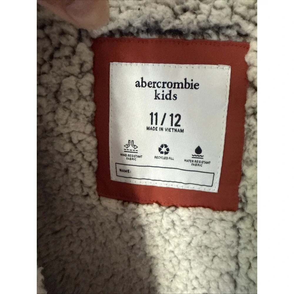 Abercrombie & Fitch Kids Puffer Jacket 11/12 Sherpa Fleece Hoodie‎ Coat